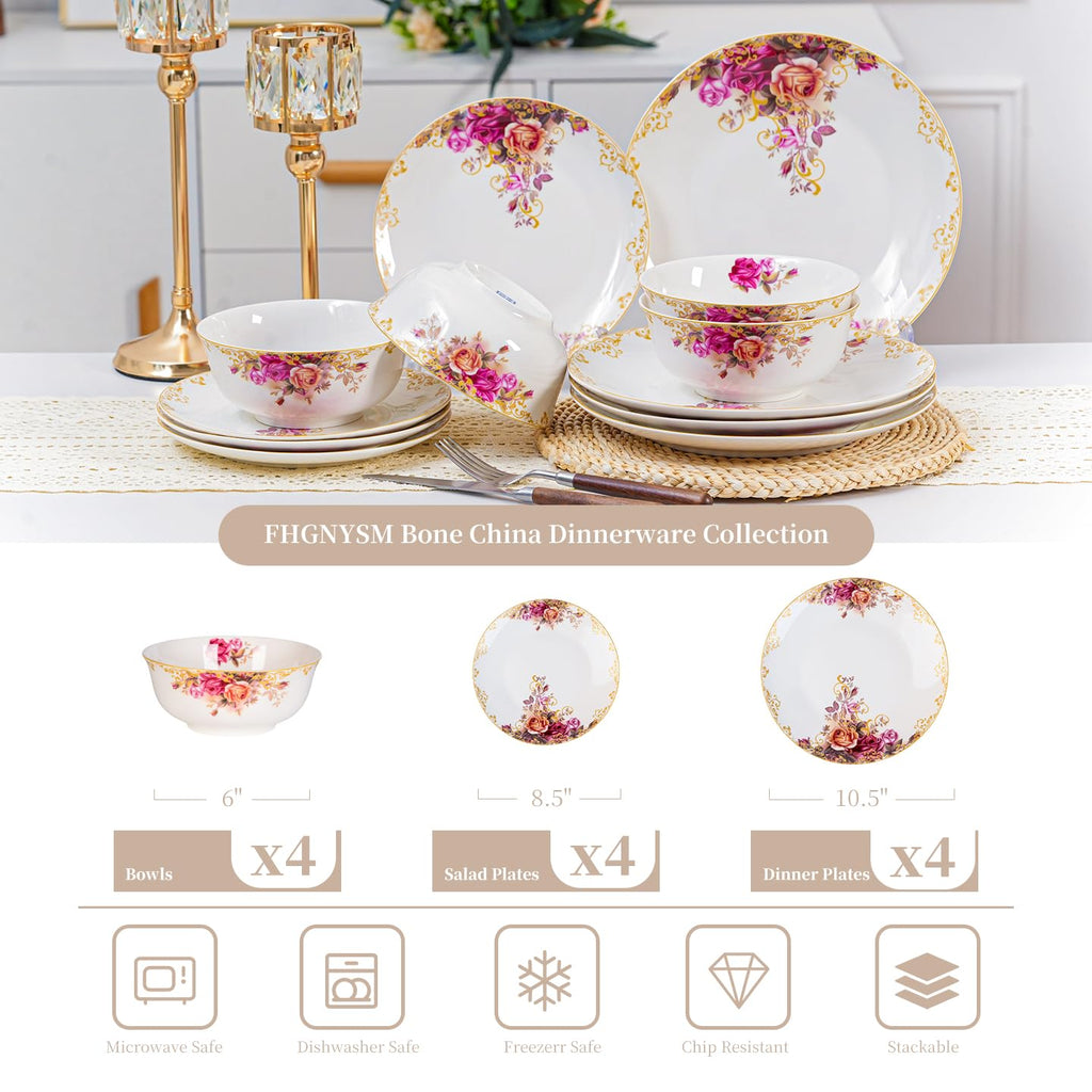 White 12 Piece Porcelain Dinnerware Set Y505765