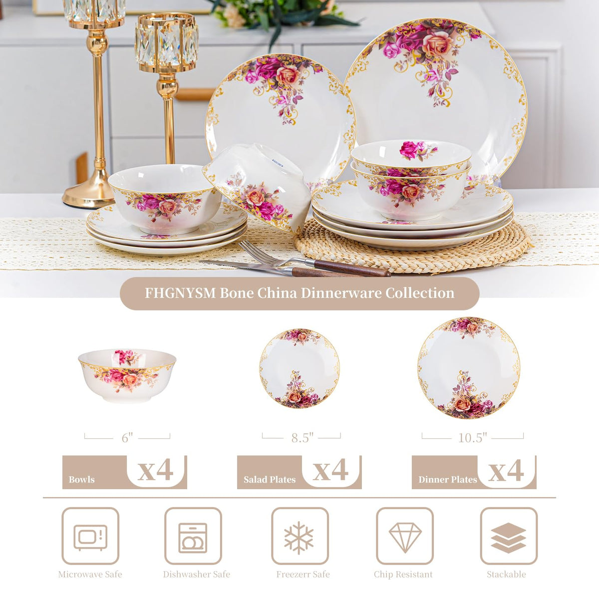 White 12 Piece Porcelain Dinnerware Set Y505765