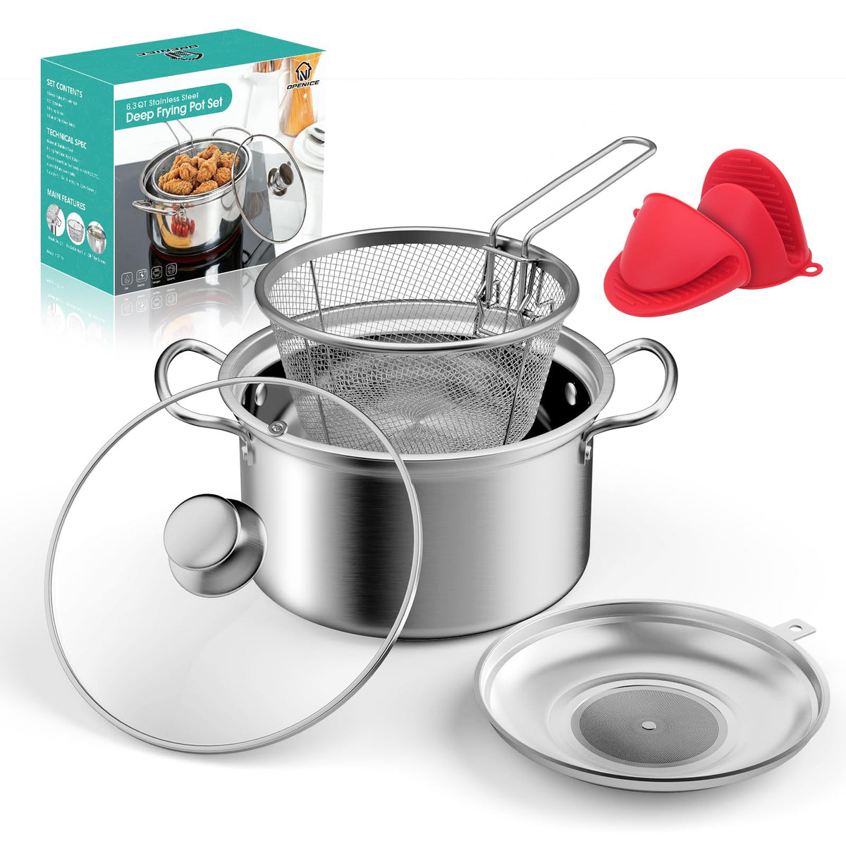 Deep Fryer Pot with Basket 6.3QT X632