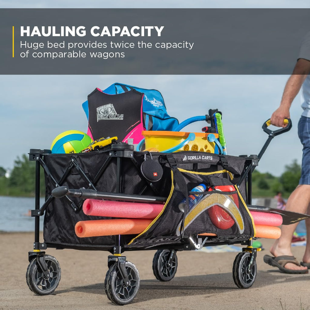 Collapsible Folding Outdoor Utility Wagon, 7 Cu Ft, Black I498661