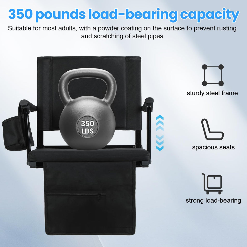 2 Pcs Folding Stadium Seat with Back Support and Cushion X88995