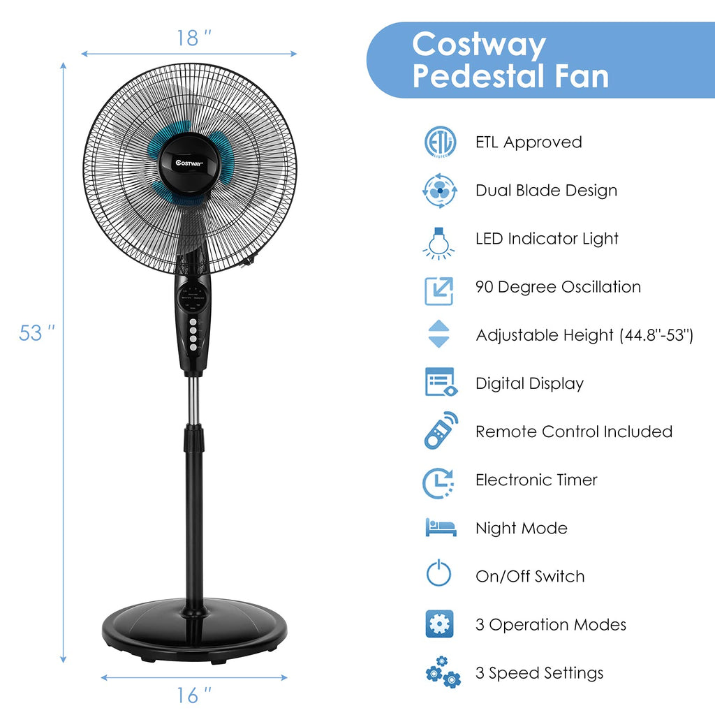 16-Inch Oscillating Pedestal Fan J97395