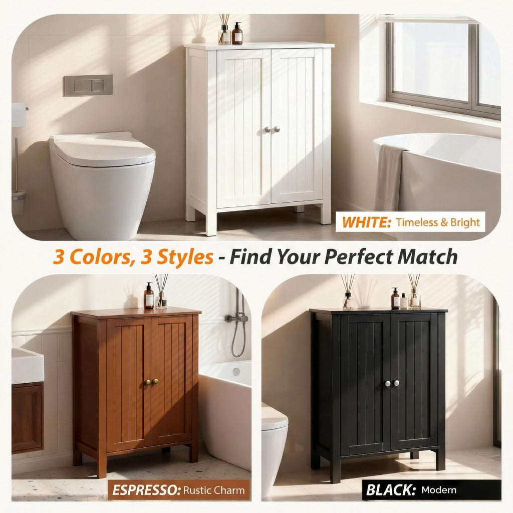 White Free Standing Bathroom Cabinet with Adjustable Shelf L940