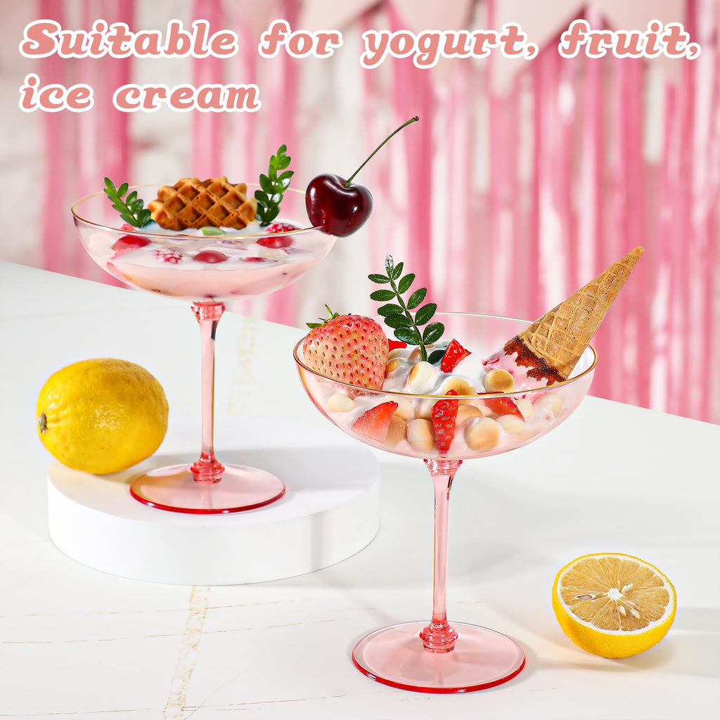 9oz Pink Plastic Martini Glasses Set B1236