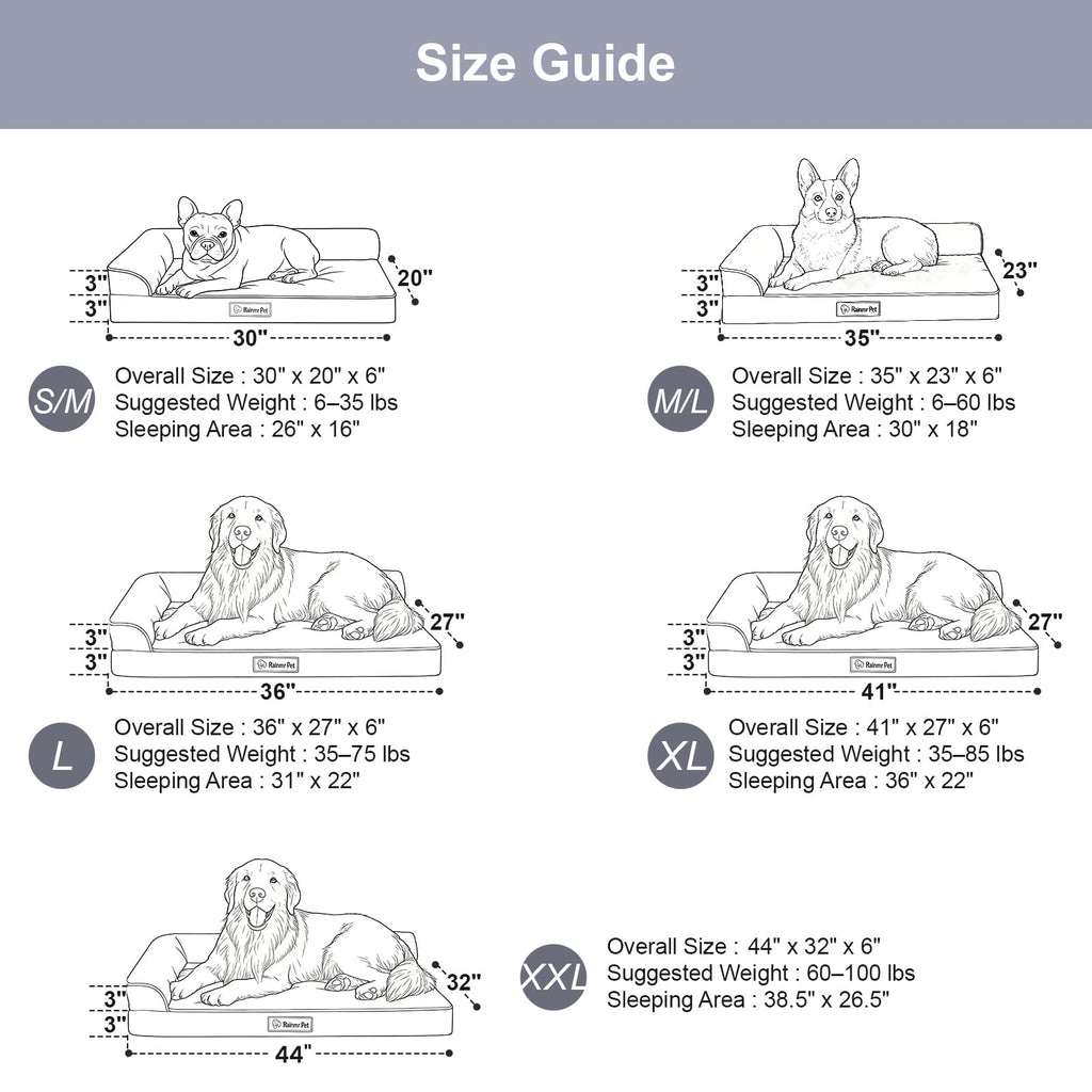 Memory Foam Orthopedic Dog Bed with Removable Waterproof Cover, 35x23 Inches, Light Grey E12621