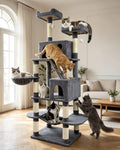 70" Cat Tree with 2 Condos and Wide Perches, Gray A874
