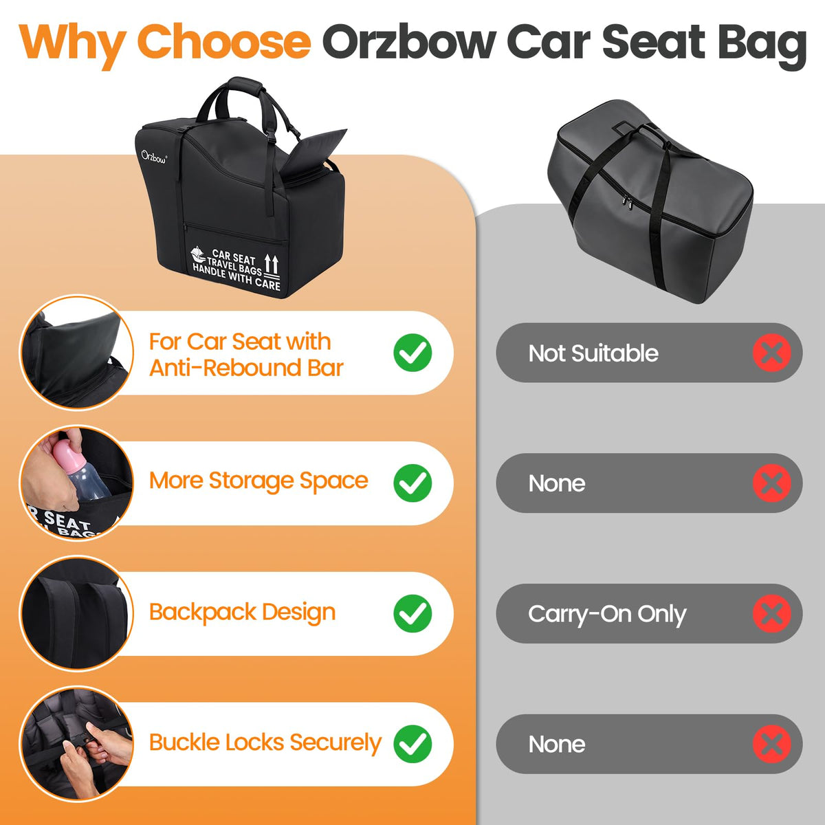 Infant Car Seat Travel Backpack Bag N322
