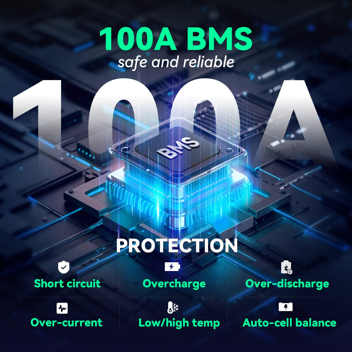 12V 100Ah Bluetooth LiFePO4 Battery S16554