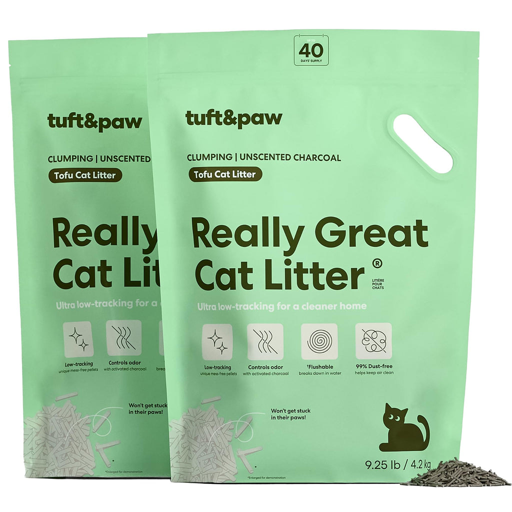 Tofu Cat Litter Clumping Flushable Unscented 9.25lbs 2Bags F866564