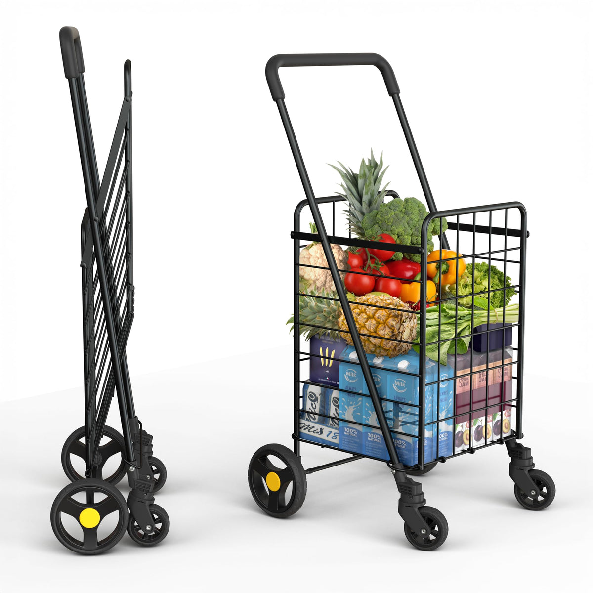 Black Foldable Lightweight Utility Cart O943333