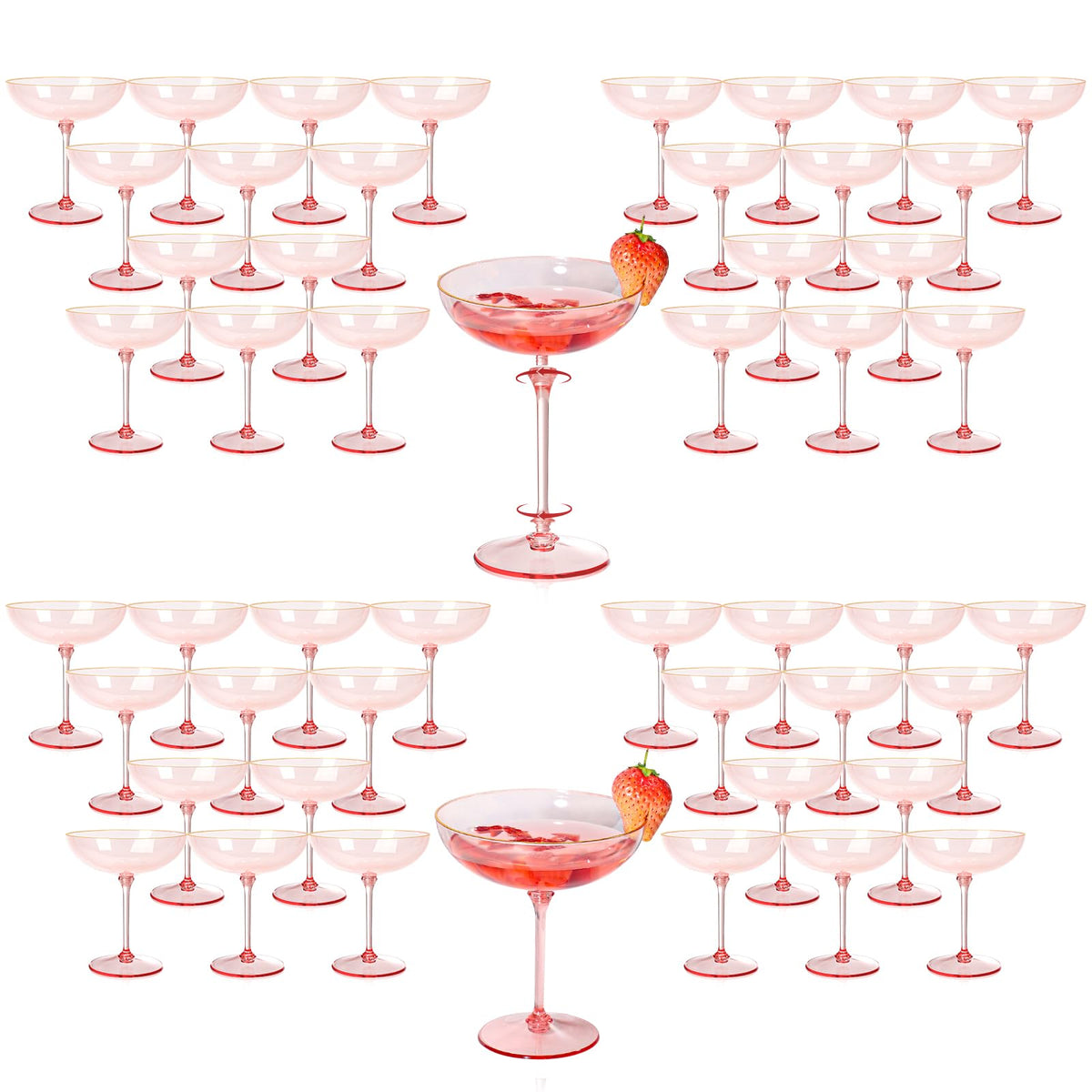 9oz Pink Plastic Martini Glasses Set B1236