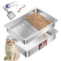 XL Stainless Steel Sifting Cat Litter Box with Scoop M593