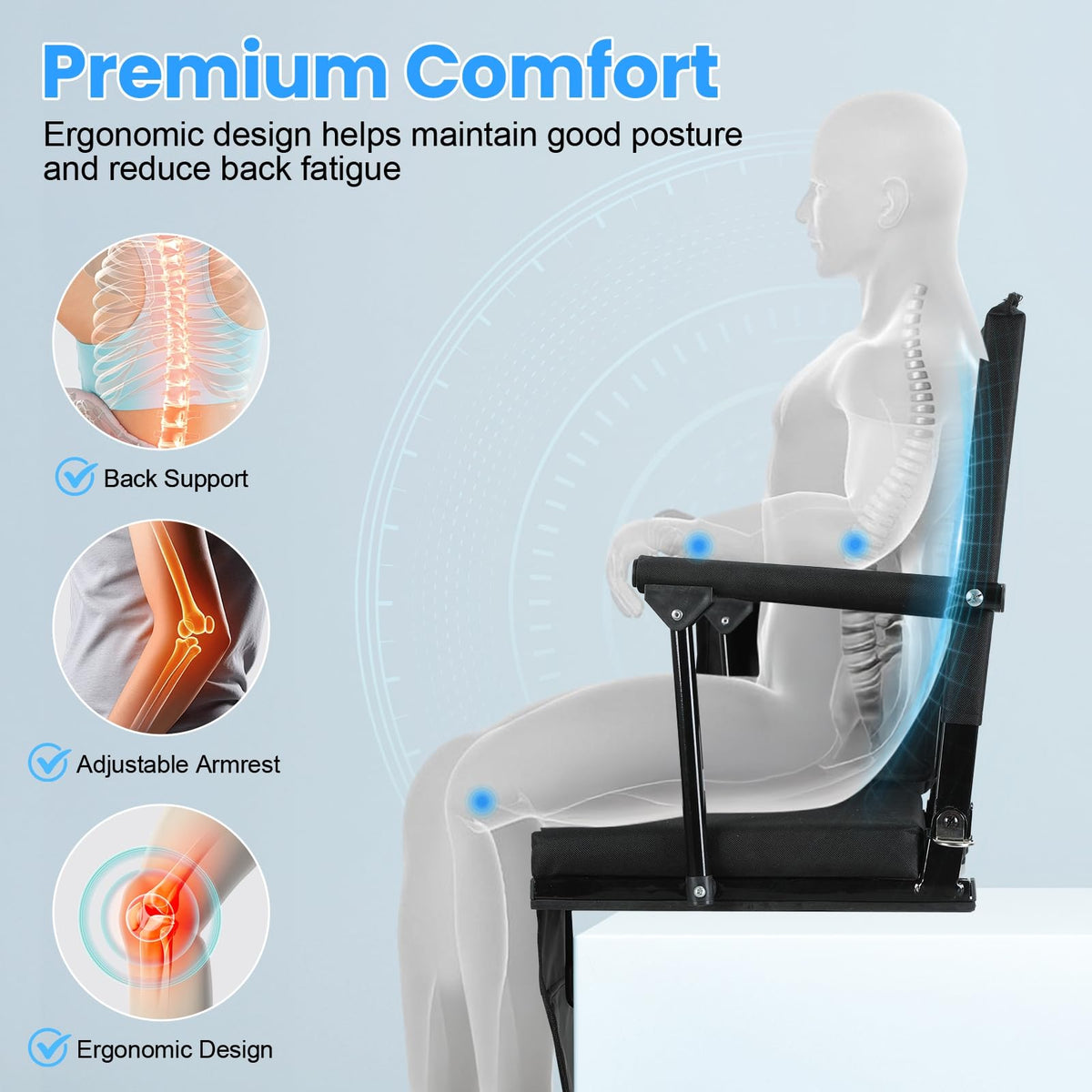 2 Pcs Folding Stadium Seat with Back Support and Cushion X88995