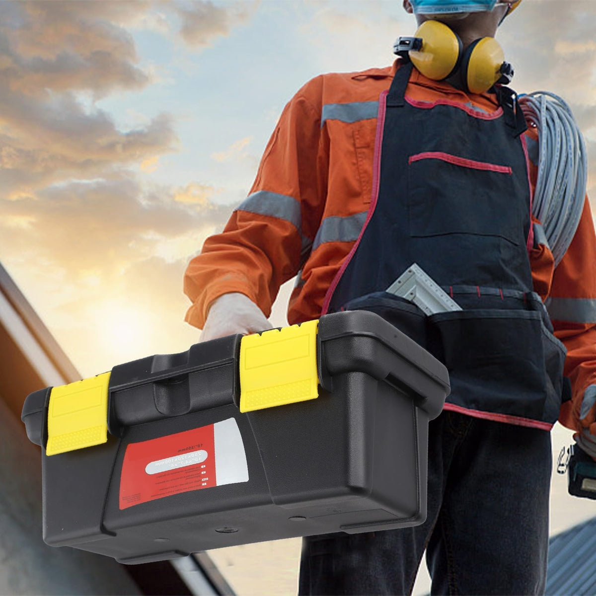 10 Inch Portable Plastic Toolbox with Two Layer Storage Q617349