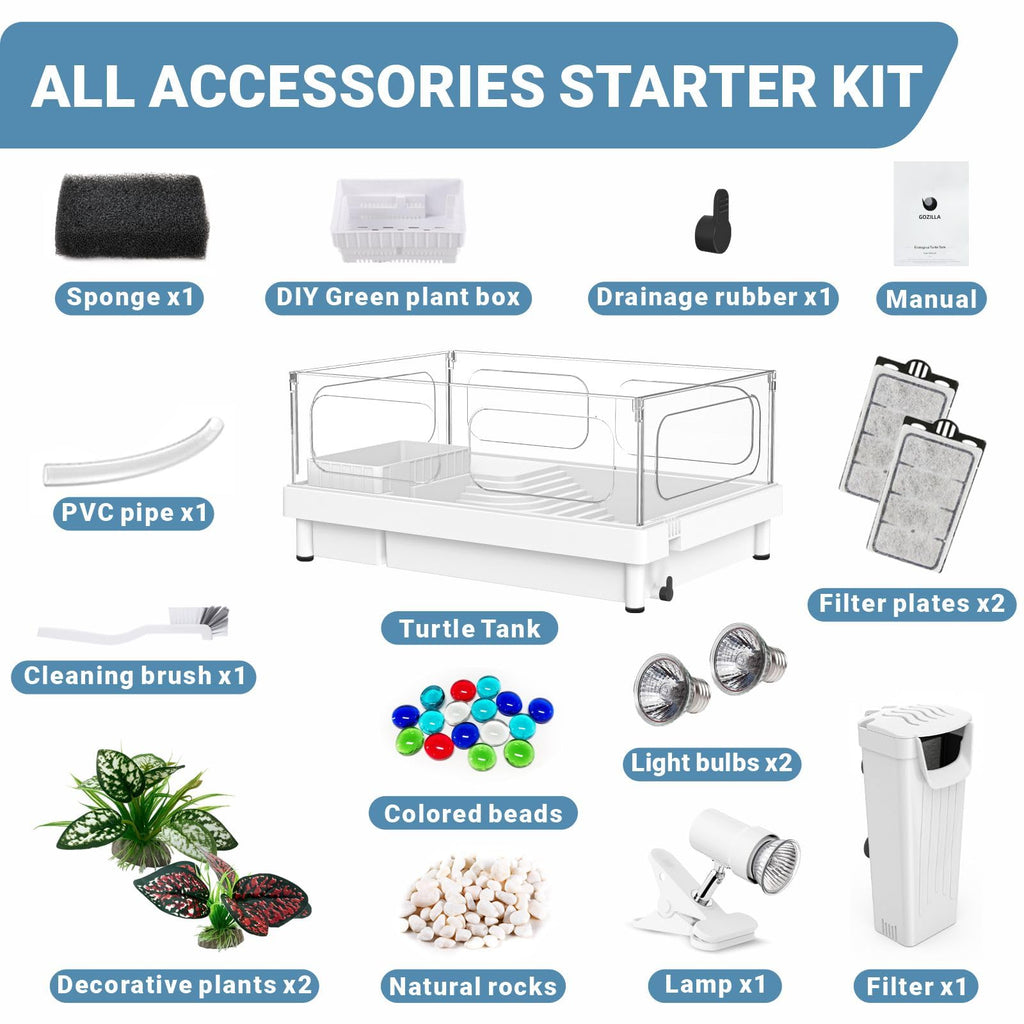 Small Turtle Tank Kit with Adjustable Lamp and Filter P82776