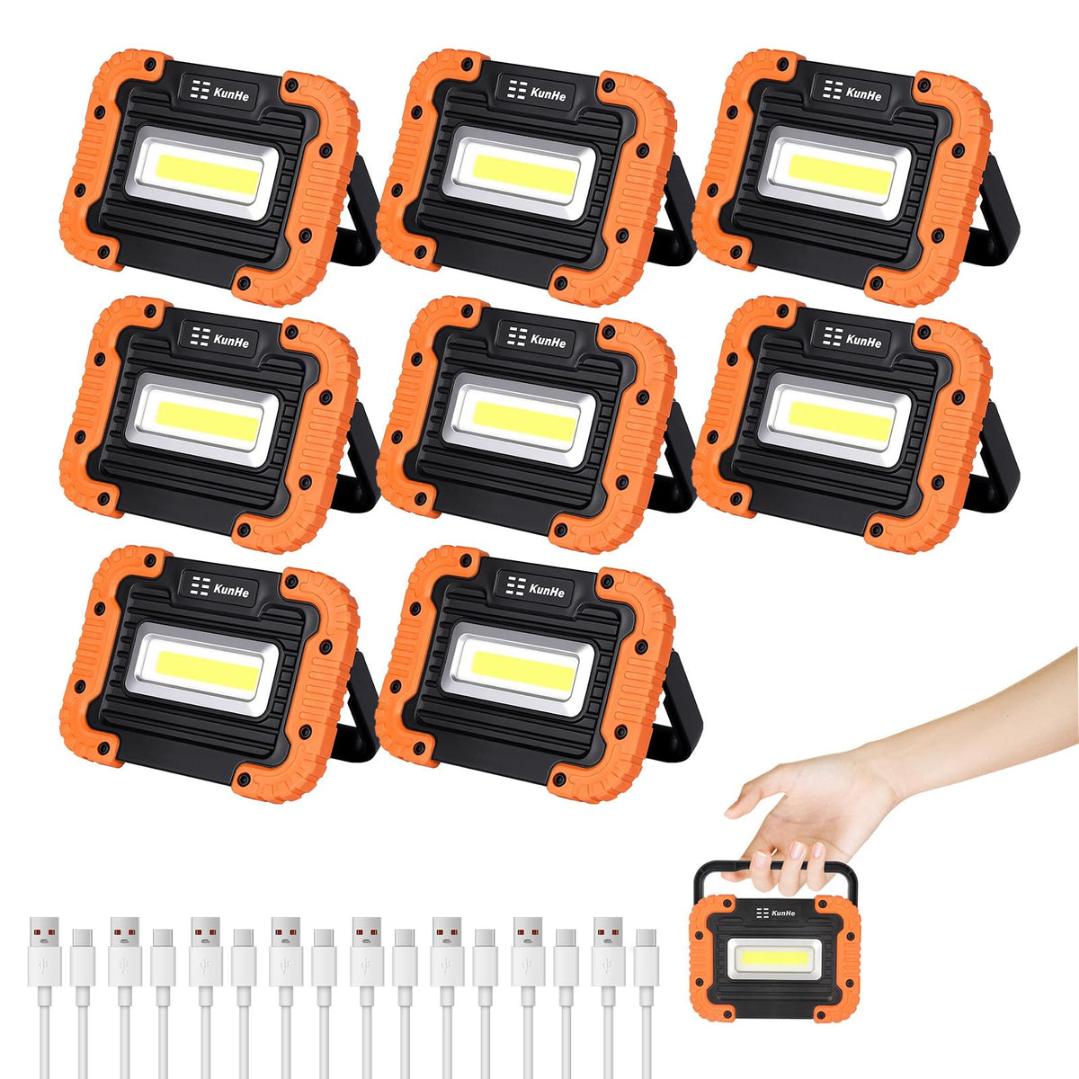 8 Pack Rechargeable LED Work Light 500LM Magnetic Base T752