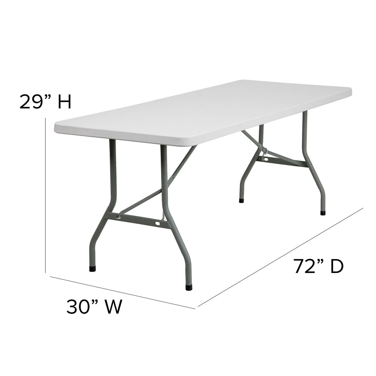 6-Foot Granite White Plastic Folding Table L500429