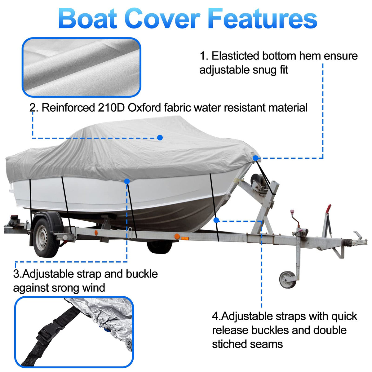 14-16 Ft Trailerable Waterproof Boat Cover Y717