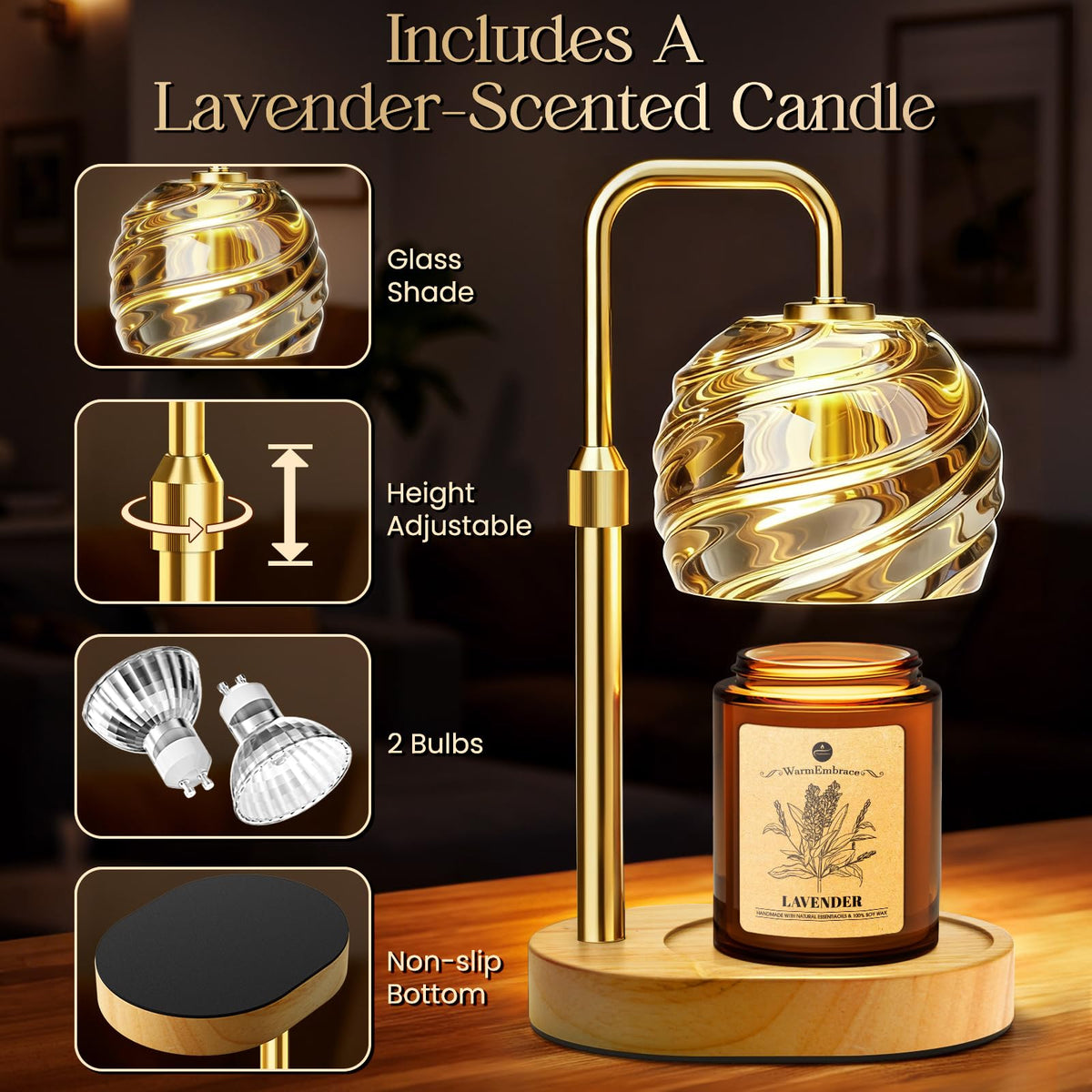 Candle Warmer Lamp with Lavender Candle Set W2701