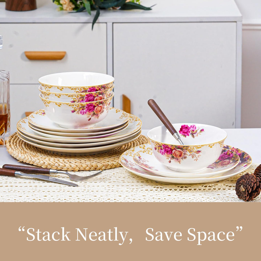 White 12 Piece Porcelain Dinnerware Set Y505765