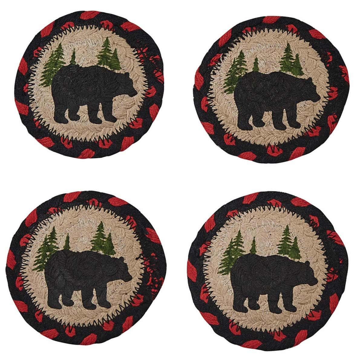 Bear Silhouette Braided Coasters Set of 4 G334