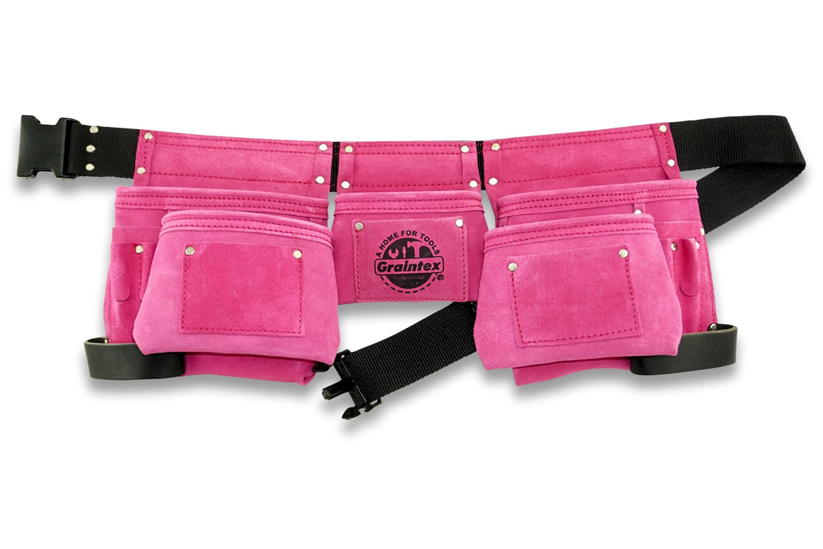 Pink 8 Pocket Suede Leather Tool Belt L4228