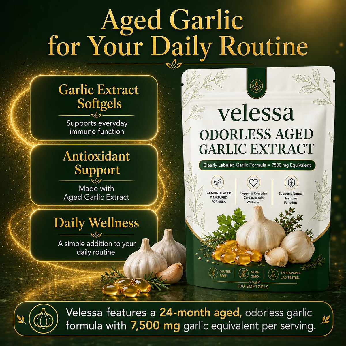 Odorless Aged Garlic Extract 300 Softgels D475