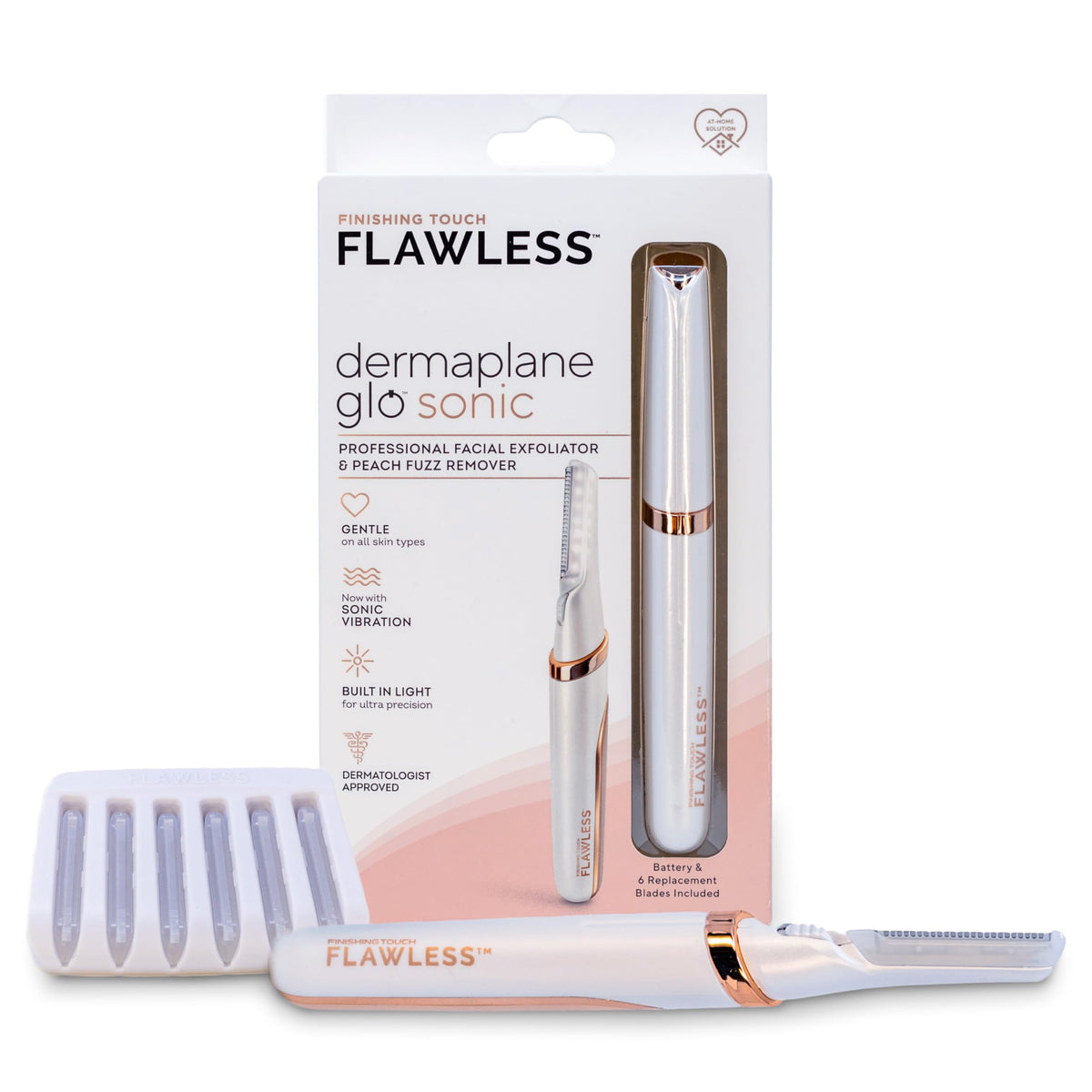 Lighted Electric Facial Exfoliator with 6 Replacement Heads S427
