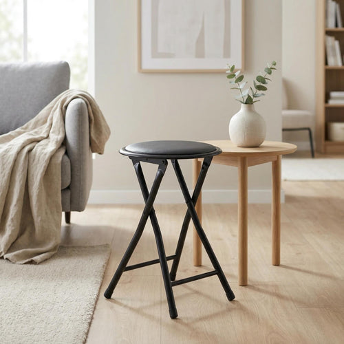 18" Black Folding Metal Stool F4698