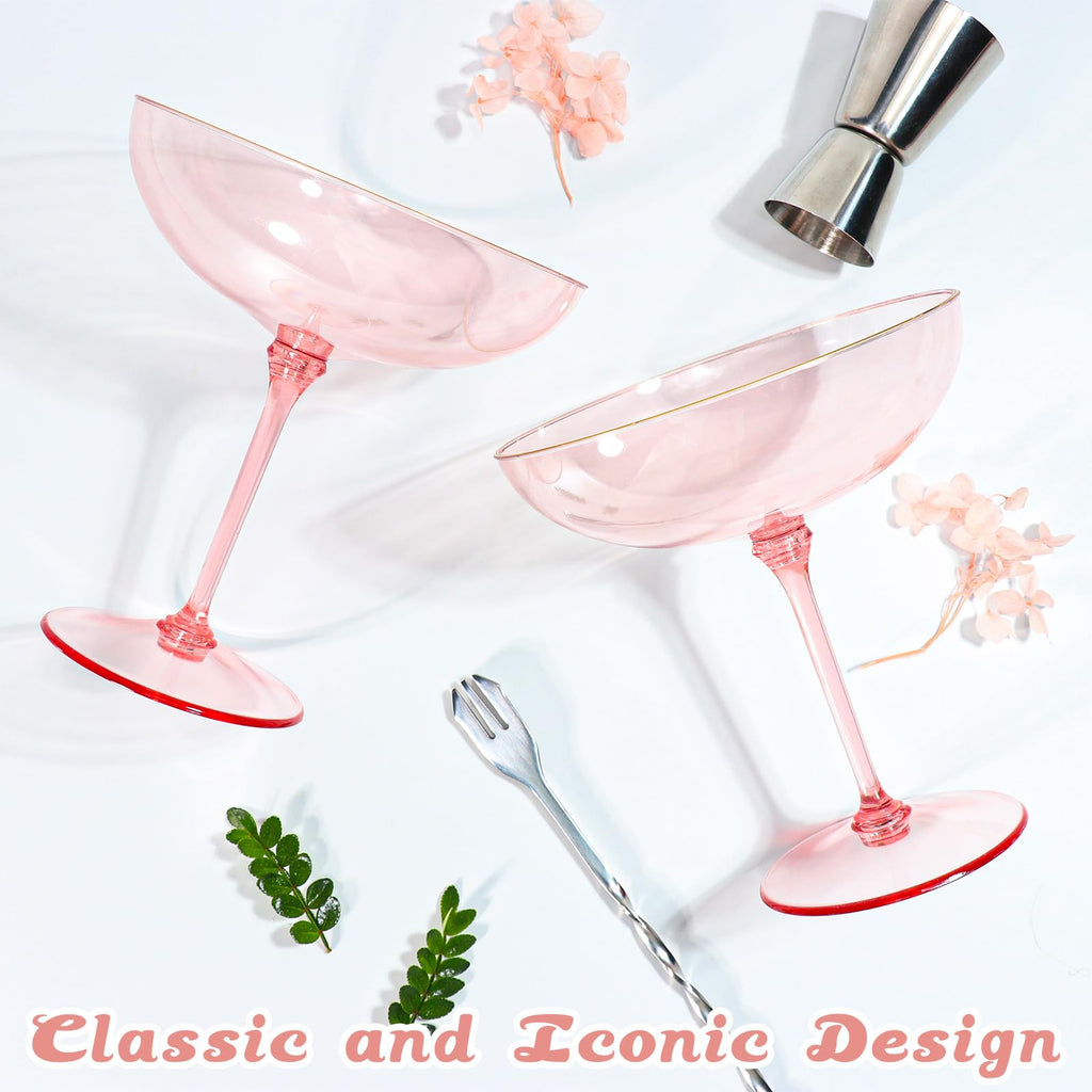 9oz Pink Plastic Martini Glasses Set B1236