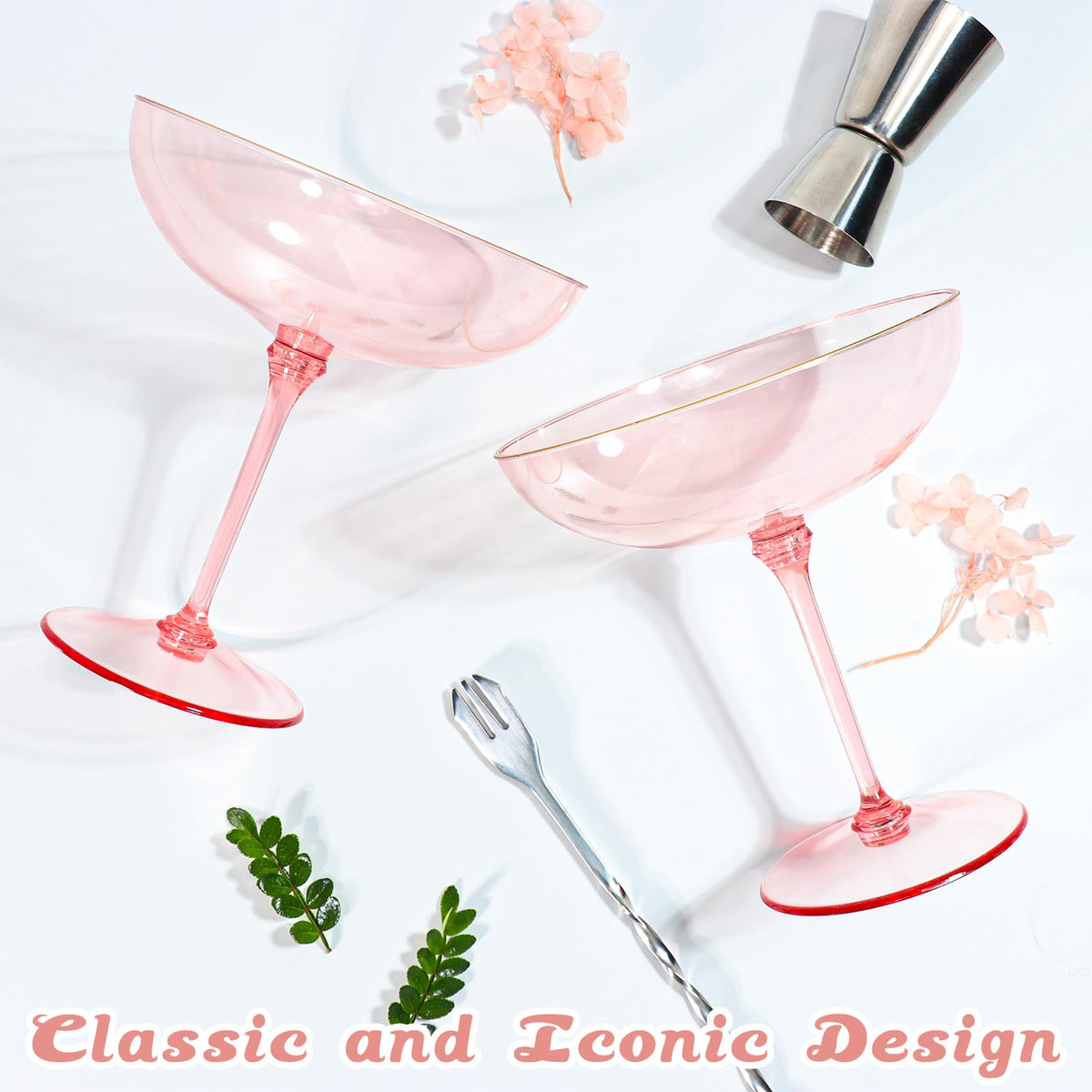 9oz Pink Plastic Martini Glasses Set B1236