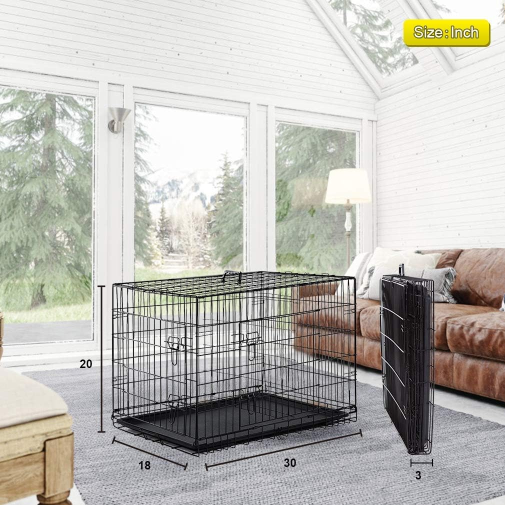 48 Inch Folding Metal Double Door Dog Crate with Divider Panel H325