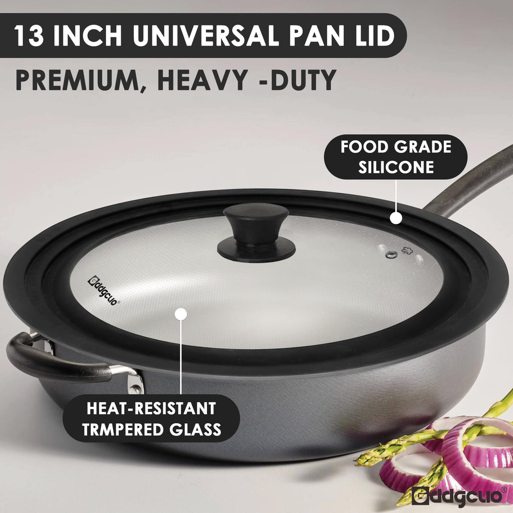 2 Pcs Universal Silicone Tempered Glass Pan Lids Dishwasher Safe P528900