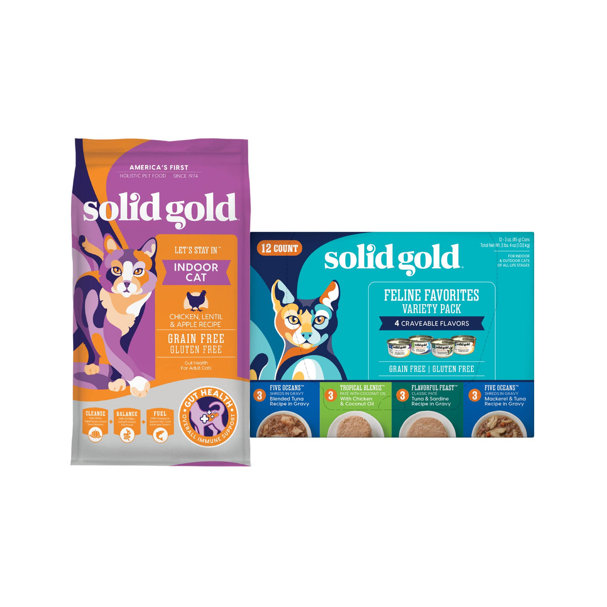 Solid Gold Dry Cat Food Chicken 6lb Wet Cat Food Variety Pack 12 Pack B415632