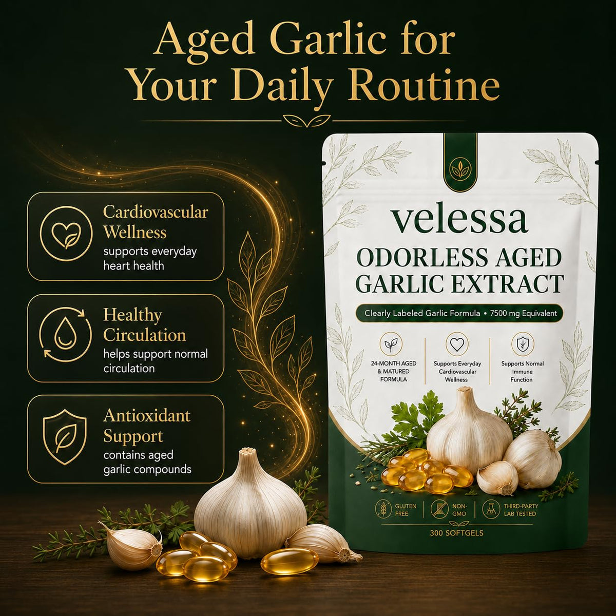 Odorless Aged Garlic Extract 300 Softgels D475
