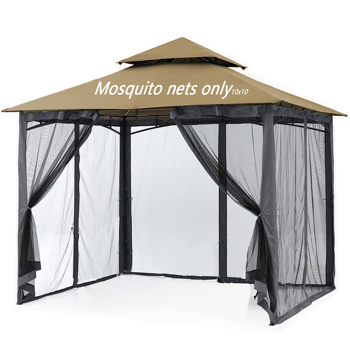 Black 10x10FT 4-Door Zipper Mosquito Netting S58451