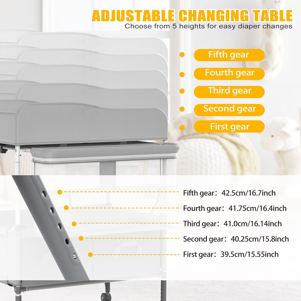 Portable Diaper Changing Station with Drawers D6515