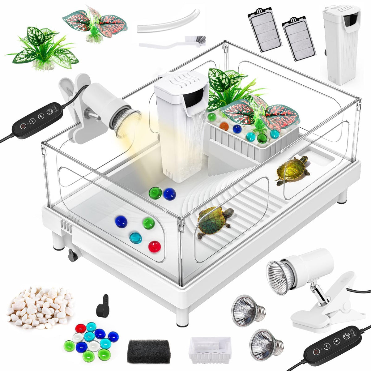 Small Turtle Tank Kit with Adjustable Lamp and Filter P82776