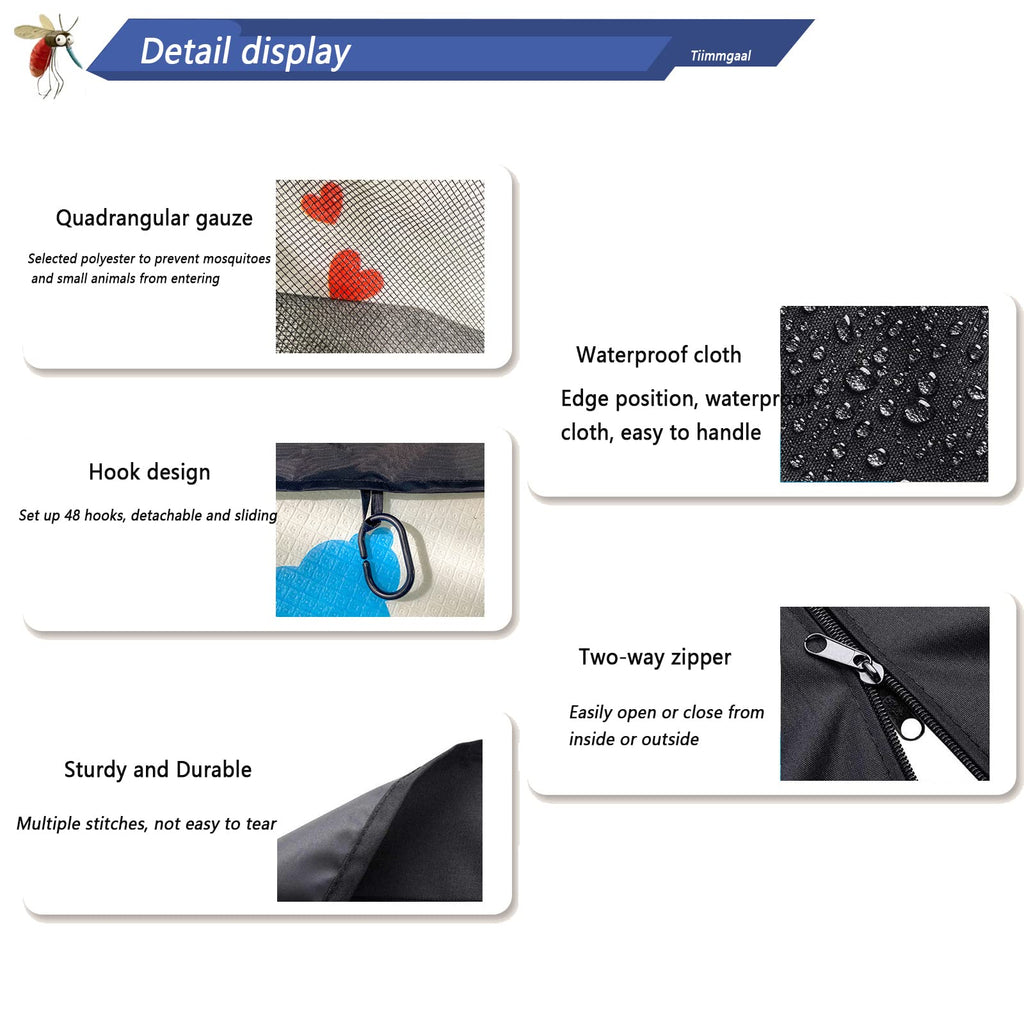 Black 10x10FT 4-Door Zipper Mosquito Netting S58451