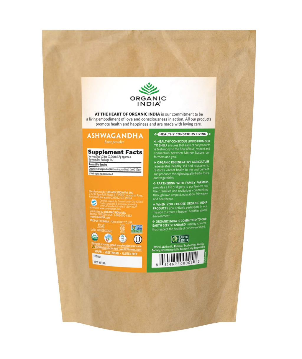 Organic Ashwagandha Powder Herbal Supplement 1lb Bag A848631