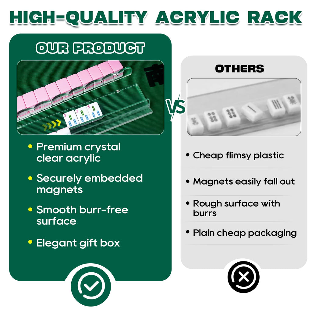 Clear Acrylic Mahjong Racks with Pushers, Set of 4 E63976