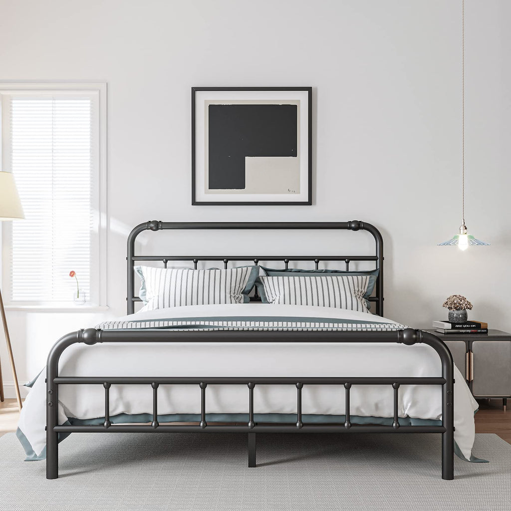 Full Size Metal Bed Frame with Iron Headboard O27015