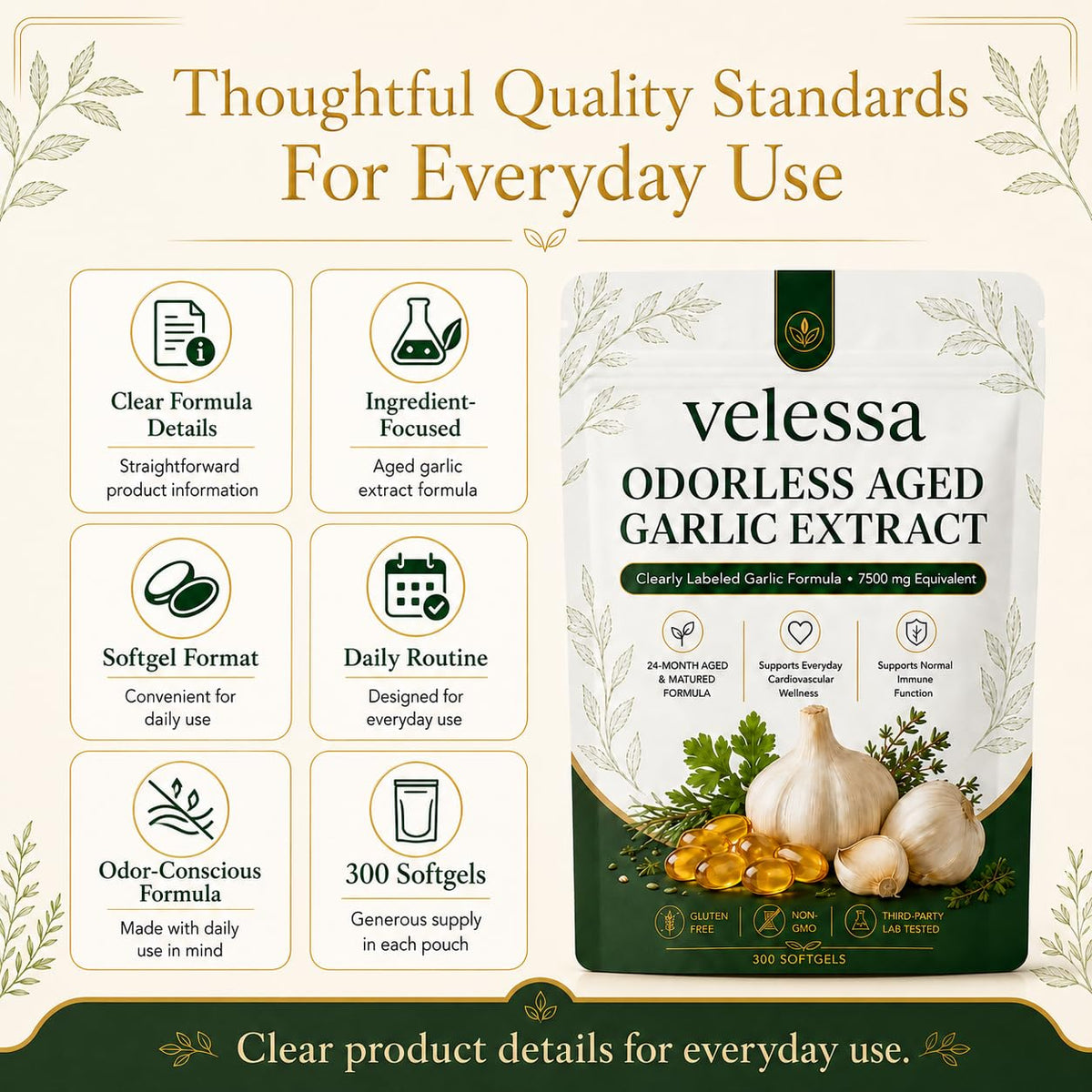 Odorless Aged Garlic Extract 300 Softgels D475