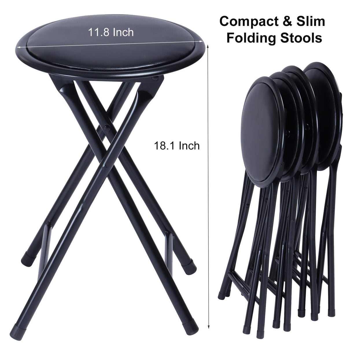 18" Black Folding Metal Stool F4698