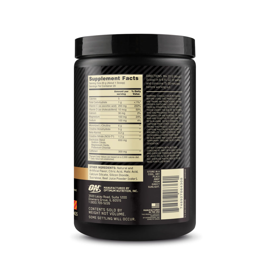 Pre Workout with Creatine Beta-Alanine L-Citrulline and Caffeine, Strawberry Mango Daiquiri, 20 Servings L441