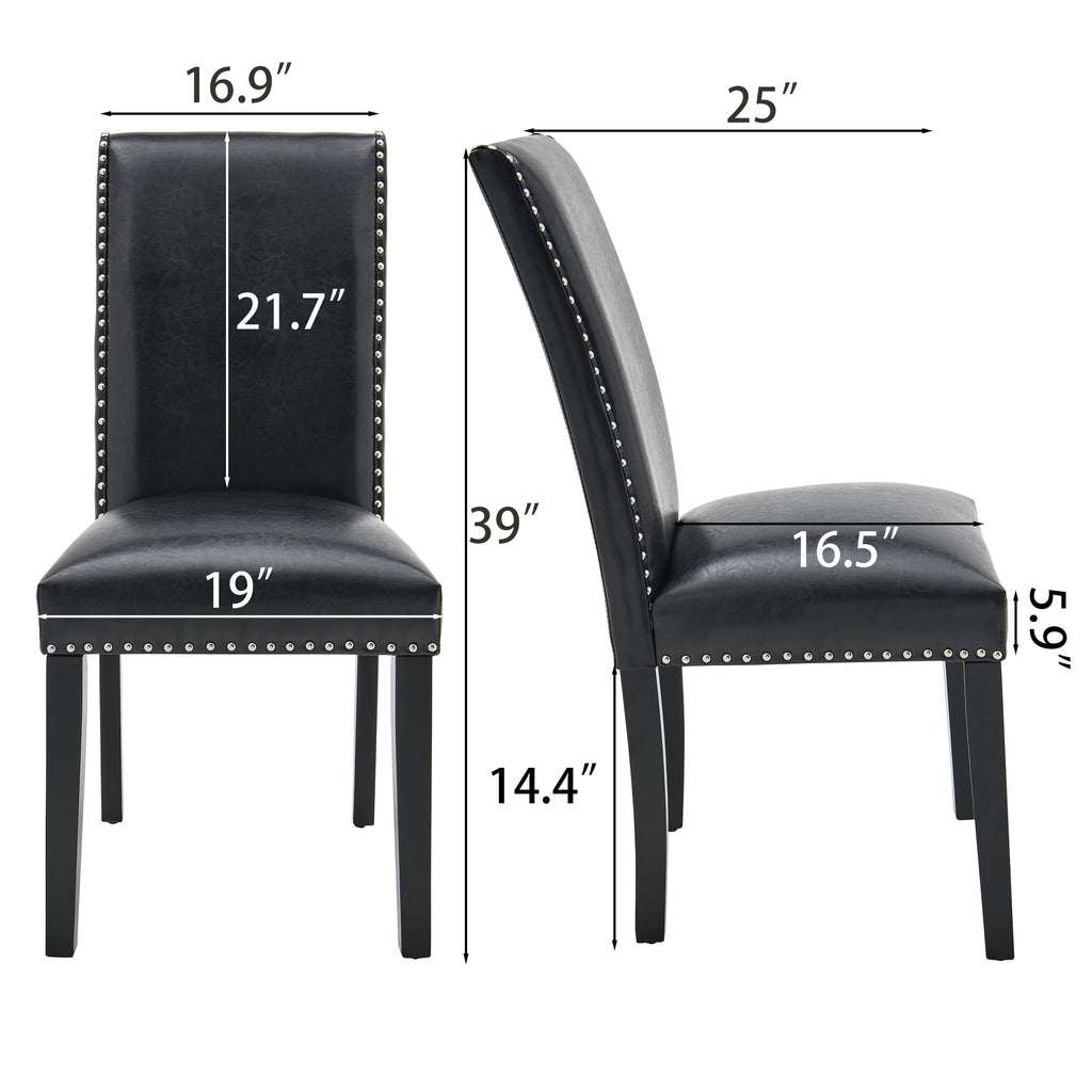 48" Glass Dining Table Set with 4 PU Leather Chairs V839147