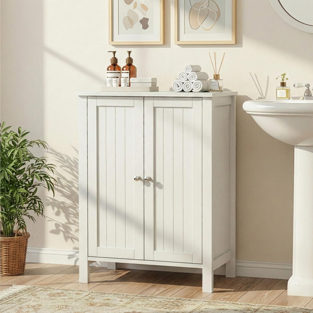 White Free Standing Bathroom Cabinet with Adjustable Shelf L940