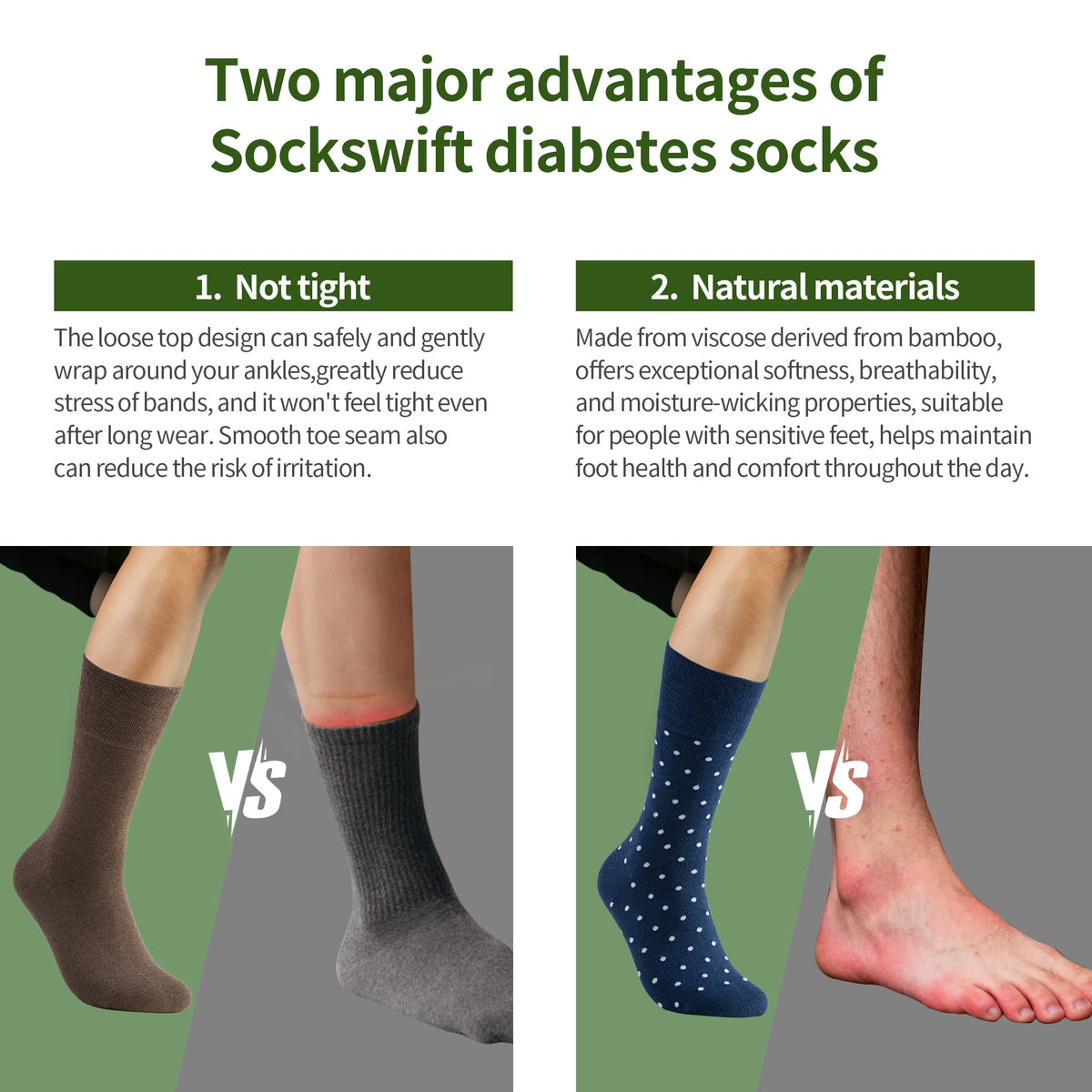 Viscose from Bamboo Non Binding Top Crew Socks J537984