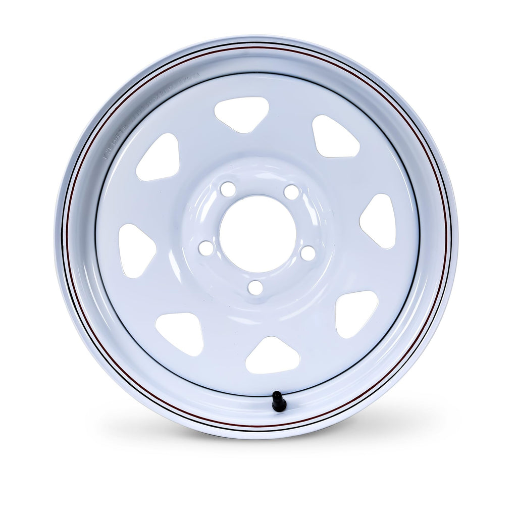 15X5 Trailer Wheel 5 Lug on 4.5" Bolt Pattern White Spoke Rim K2125