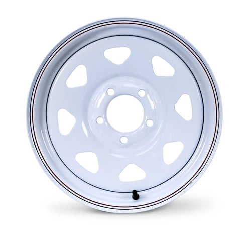 15X5 Trailer Wheel 5 Lug on 4.5" Bolt Pattern White Spoke Rim K2125